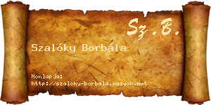 Szalóky Borbála névjegykártya